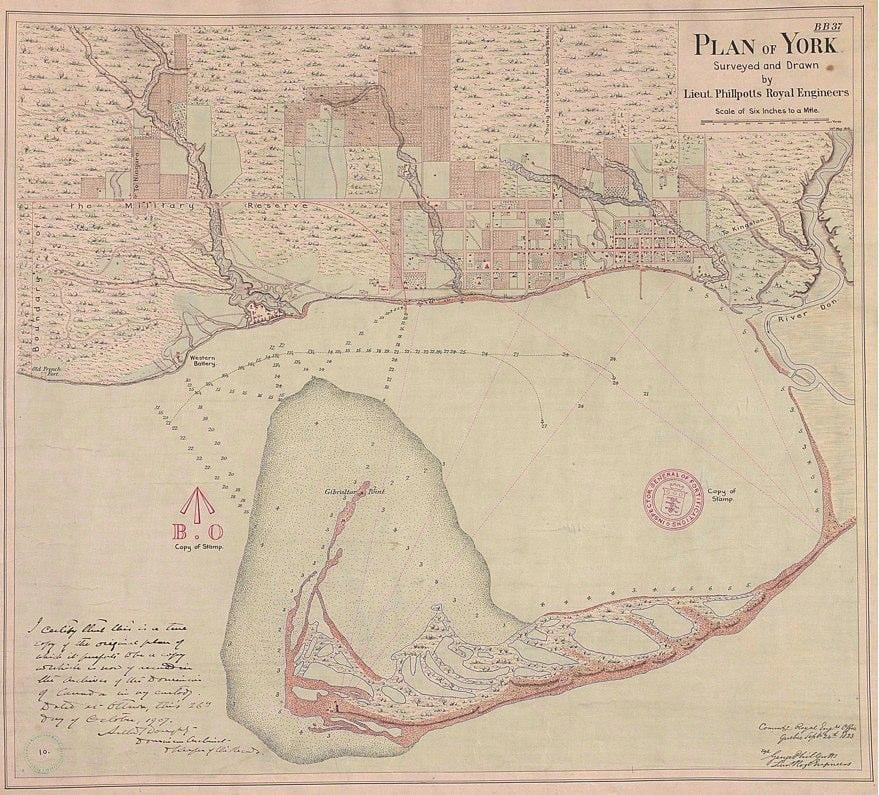 Карта земли-Йорк Торонто 1787-1884