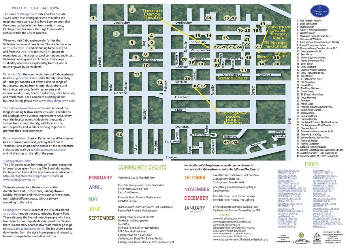Карта событий Cabbagetown Торонто