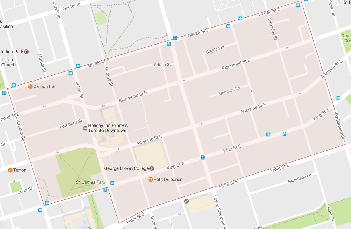 Карта Старого города в районе Торонто