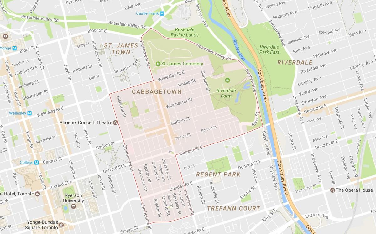 Карта Cabbagetown районе Торонто