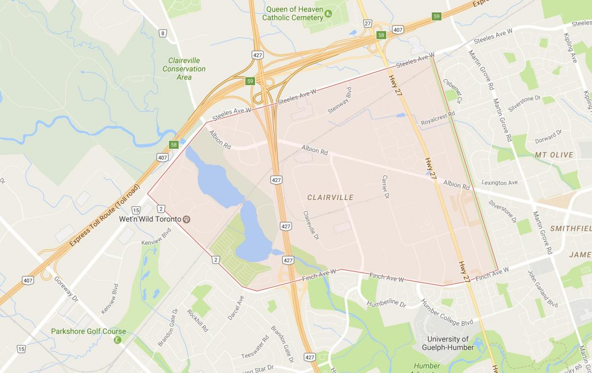 Карта Clairville районе Торонто