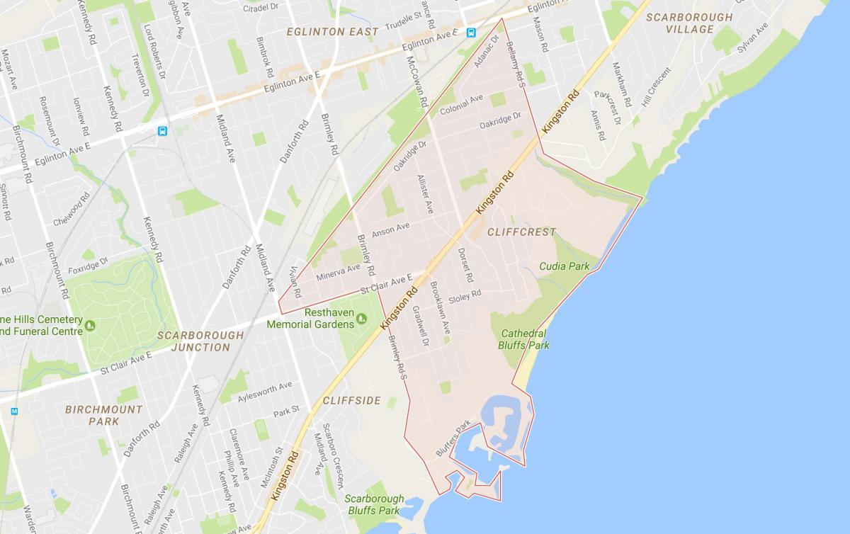 Карта Cliffcrest районе Торонто