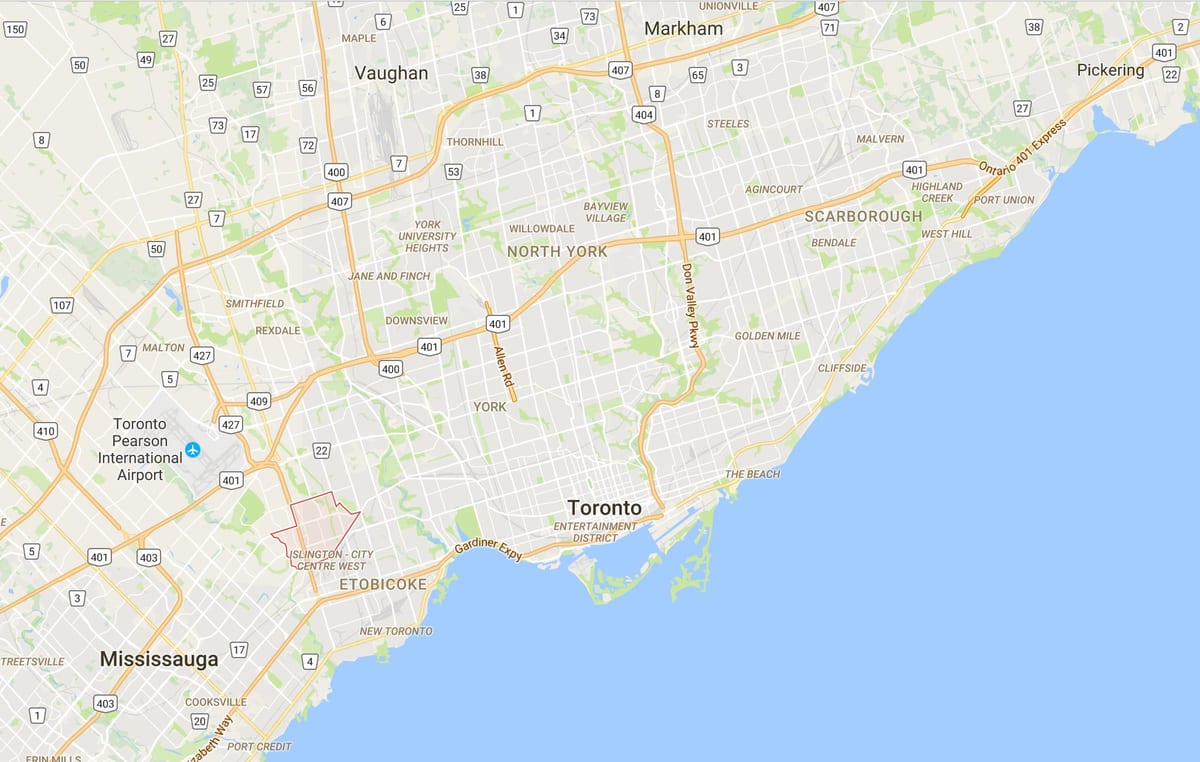 Карта Eatonville район Торонто