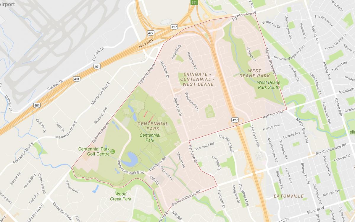 Карта Eringate районе Торонто