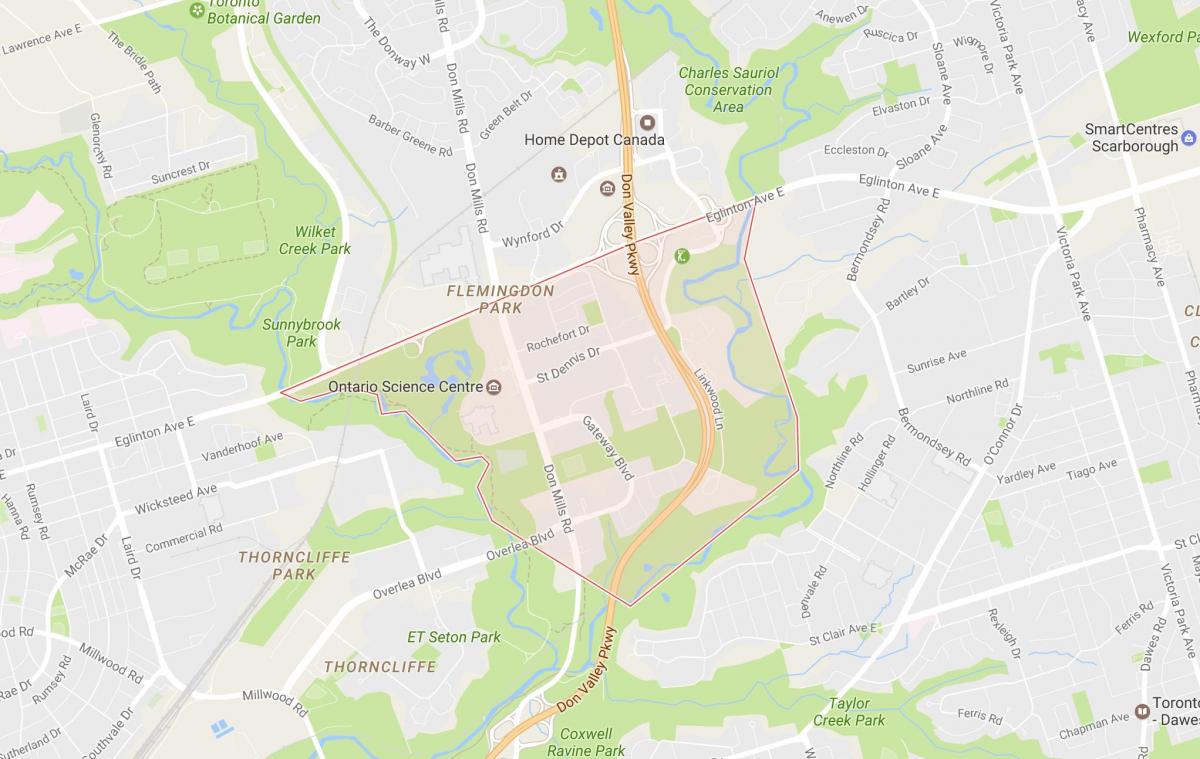 Карта Flemingdon Park в районе Торонто
