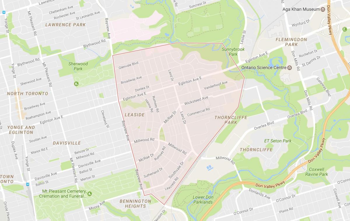 Карта Leaside районе Торонто