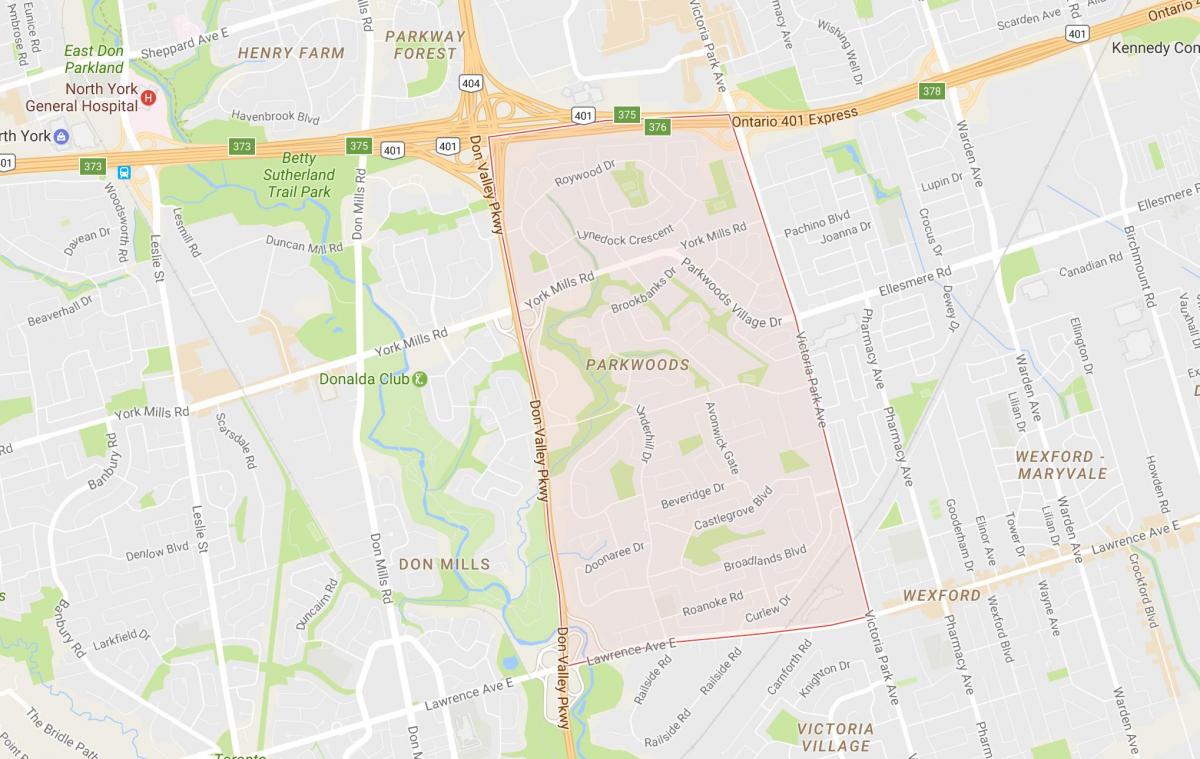 Карта Parkwoods районе Торонто