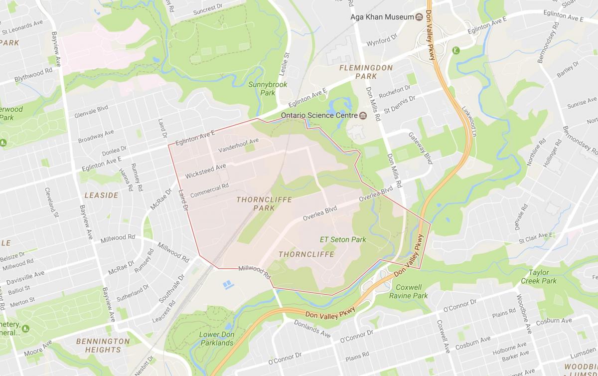 Карта Thorncliffe Парк Торонто
