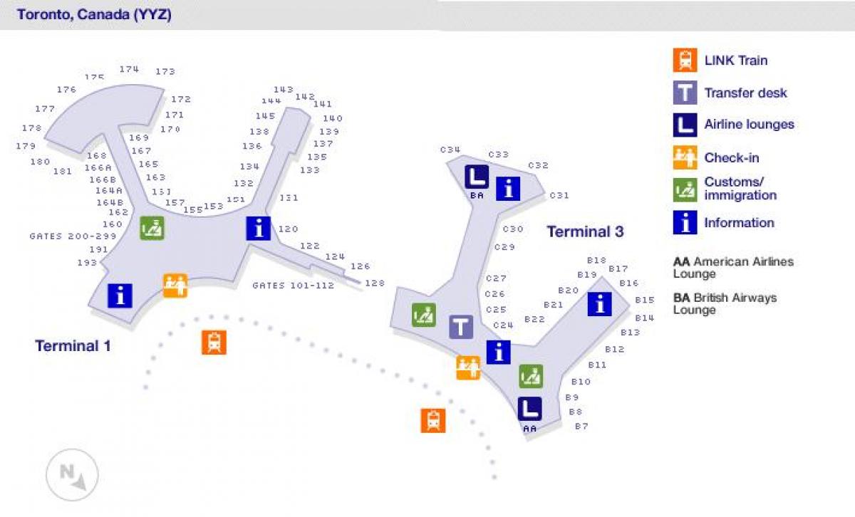 Карта аэропорт Торонто ворота