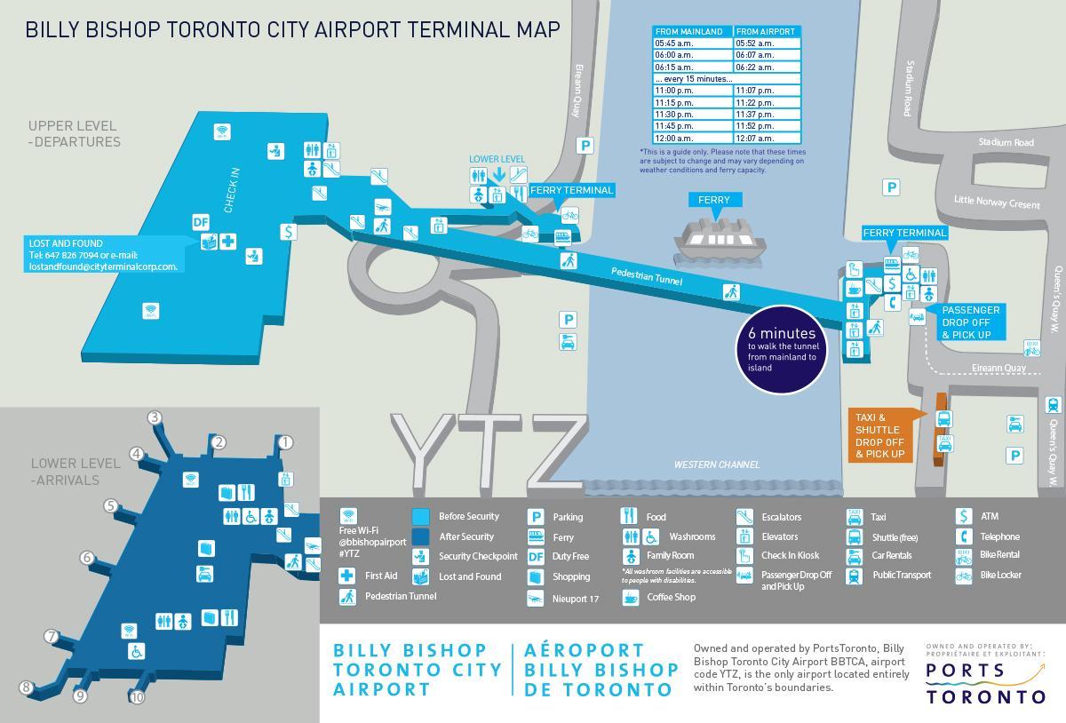 Карта аэропорт Билли Бишоп Торонто Сити 