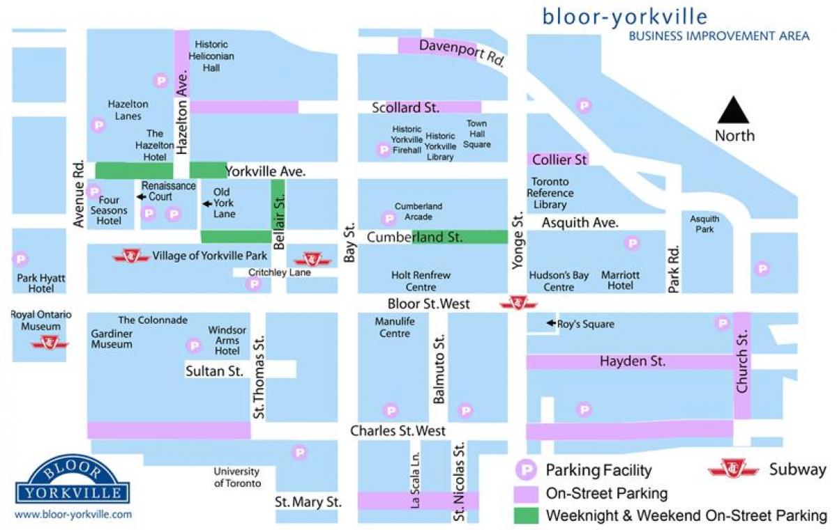 Карта Блур-Йорквилл парковка