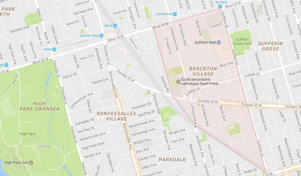 Карта Броктон Виллидж районе Торонто