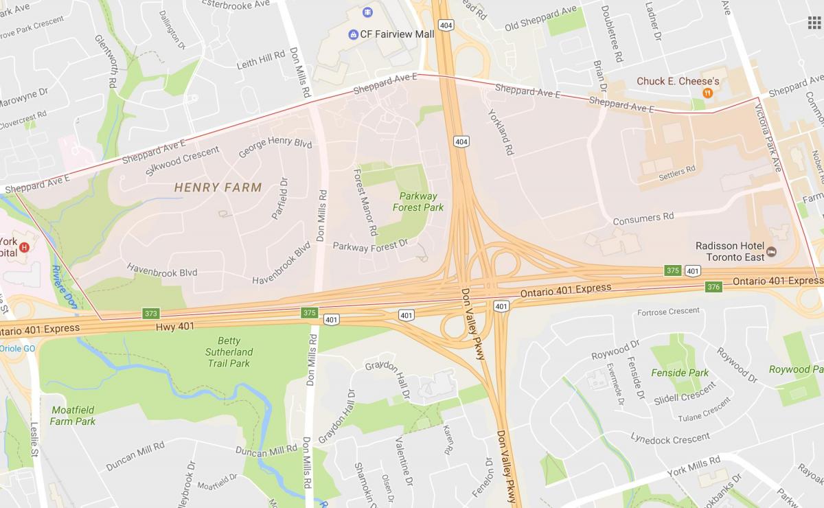 Карта Генри Ферма районе Торонто