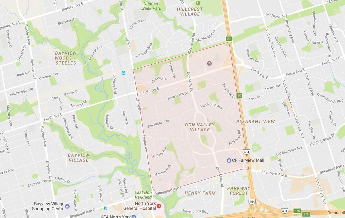 Карта Дона-Вэлли-Виллидж районе Торонто
