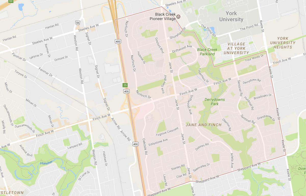 Карта Джейн и Финч районе Торонто