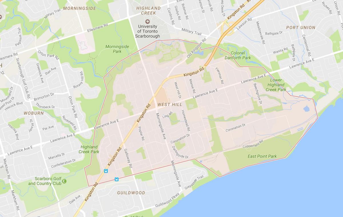 Карта Западного холма окрестности Торонто