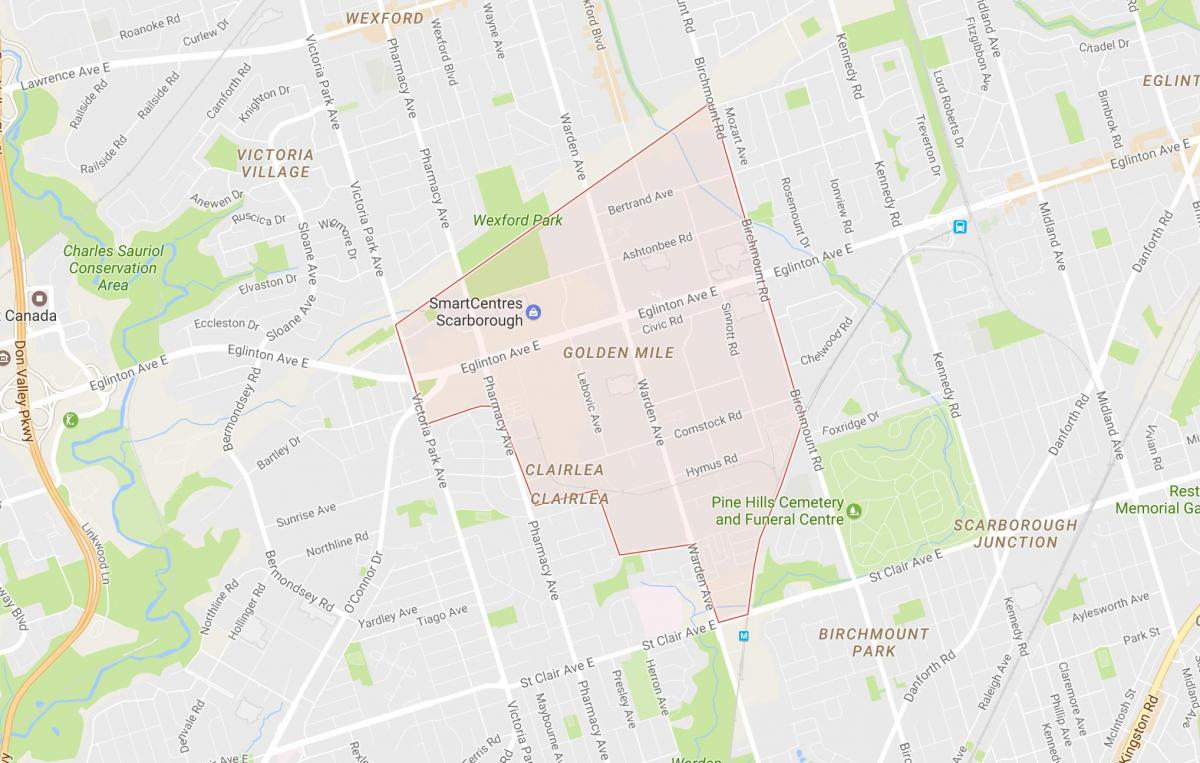Карта Золотая Миля районе Торонто