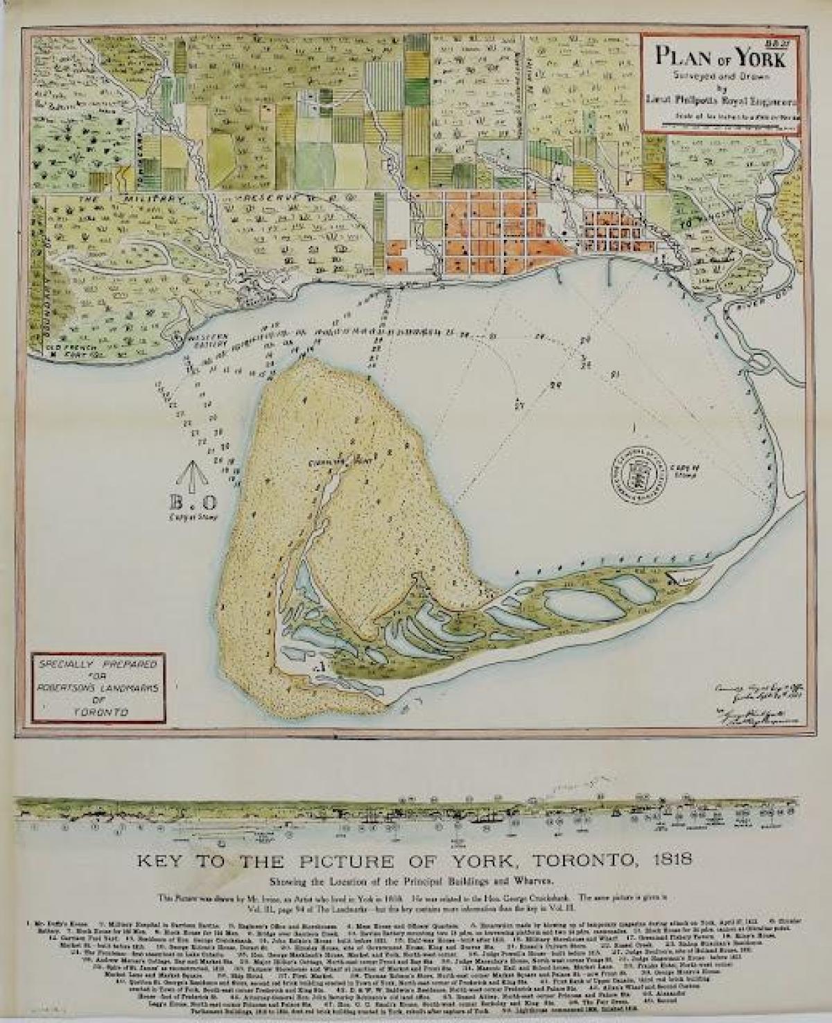 Карта Йорк Торонто 1787-1884 мультяшной версии
