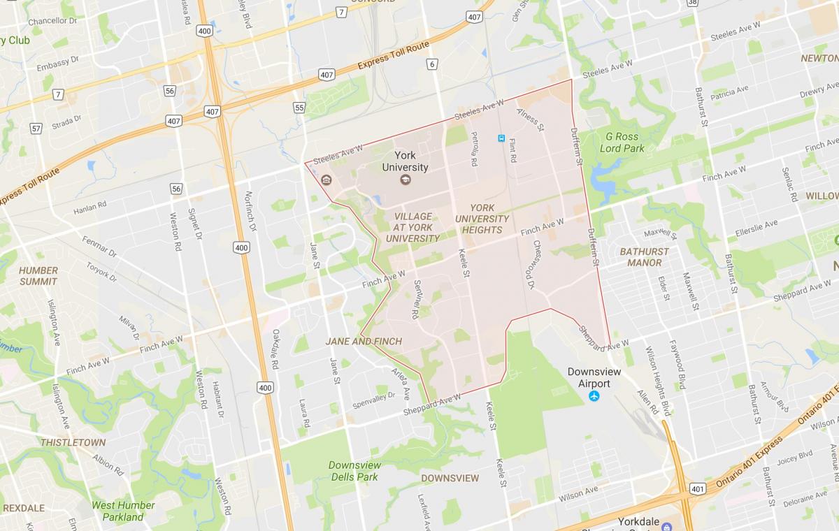 Карта Йорк Юниверсити Хайтсе районе Торонто