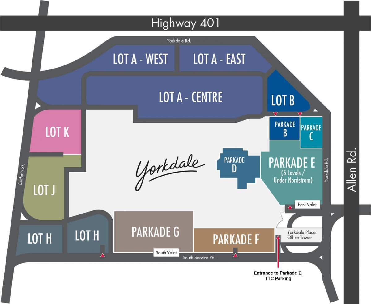 Карта торгового центра yorkdale парковка