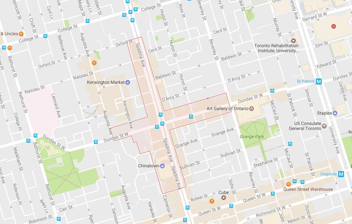 Карта Чайнатаун районе Торонто