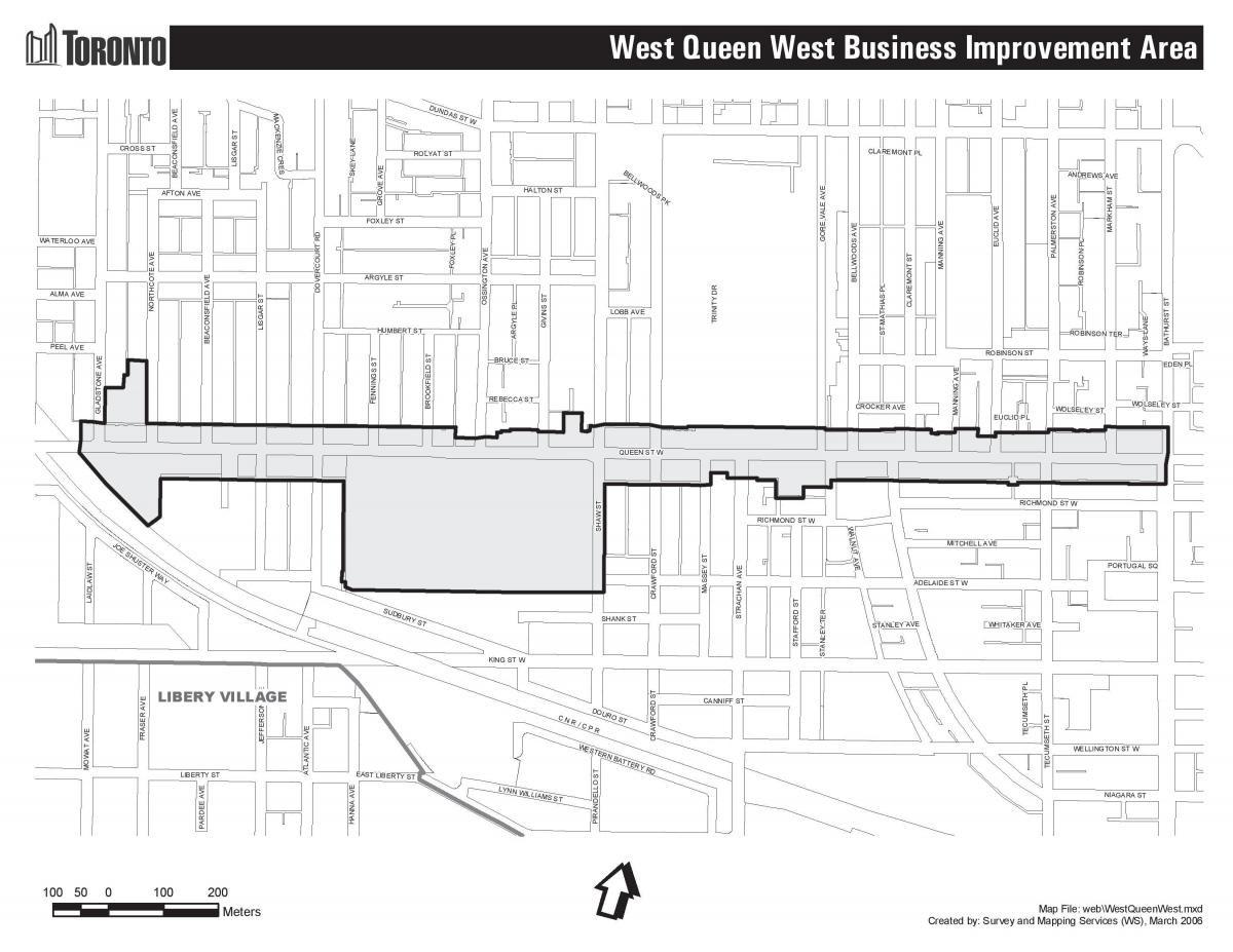 Карта Куин-стрит Вест в Торонто