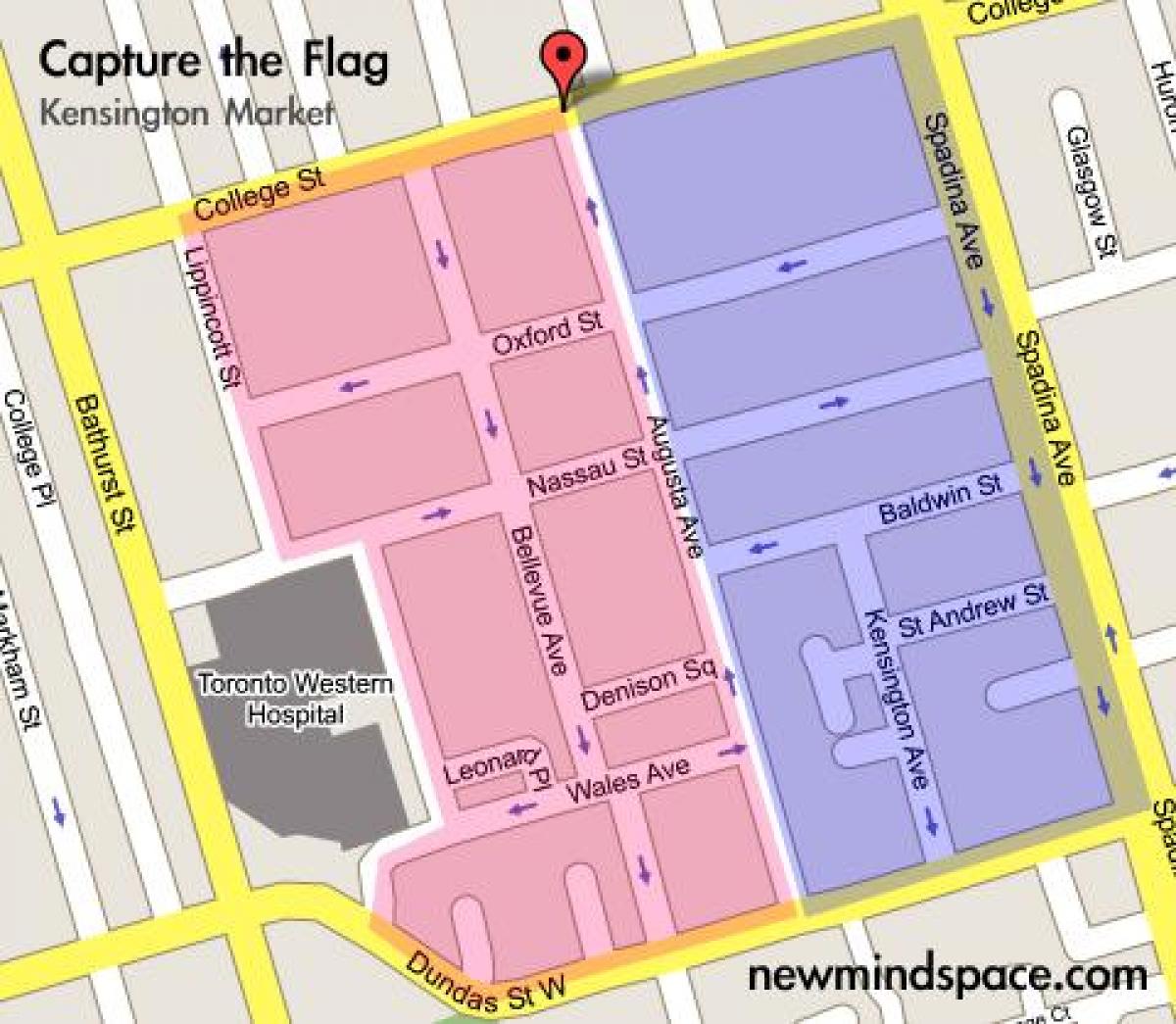 Карта города Кенсингтон рынка Торонто 