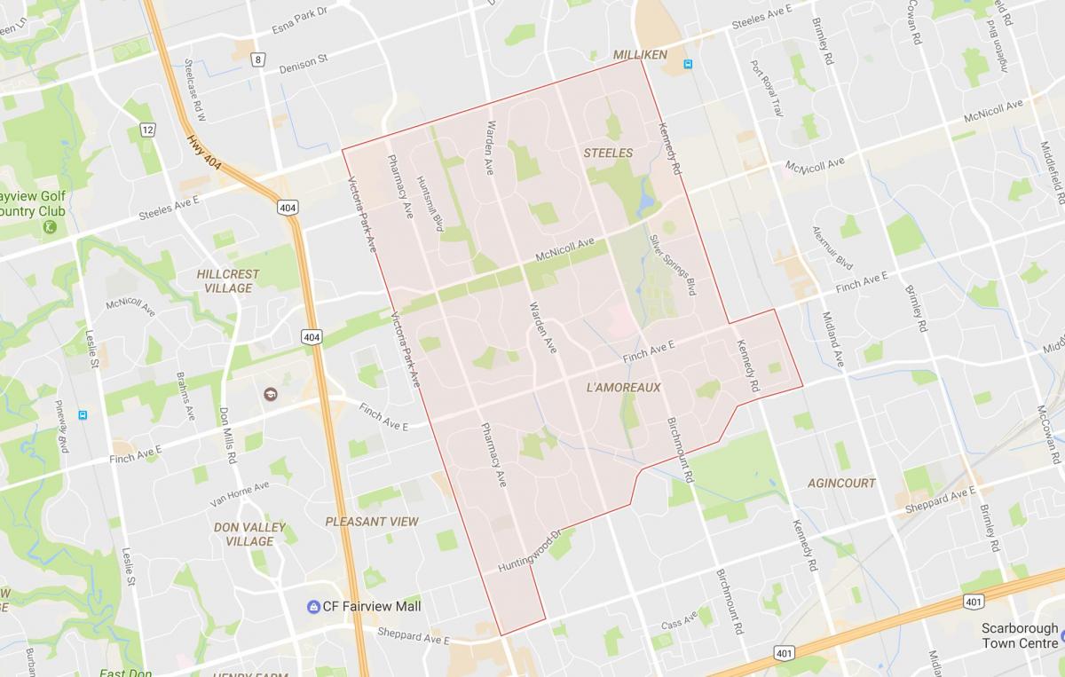 Карта Л'Amoreaux районе Торонто