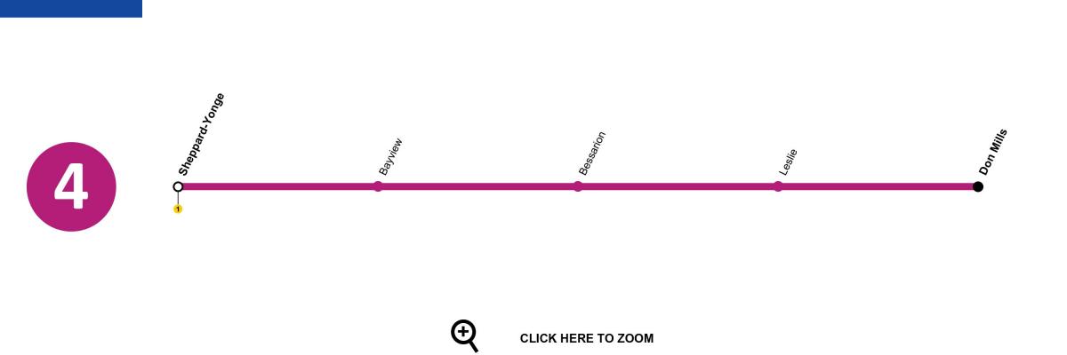 Карта Торонто линия метро 4 Шеппард