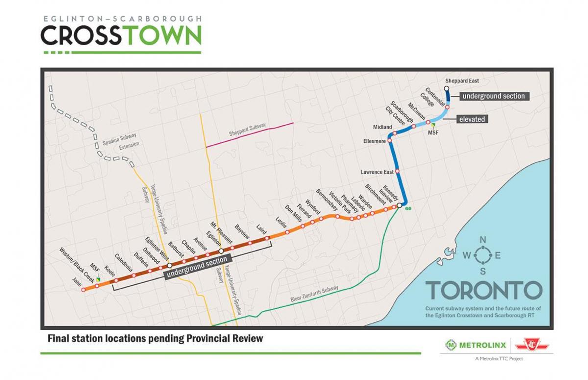 Карта Торонто 5 линии метро Эглинтон