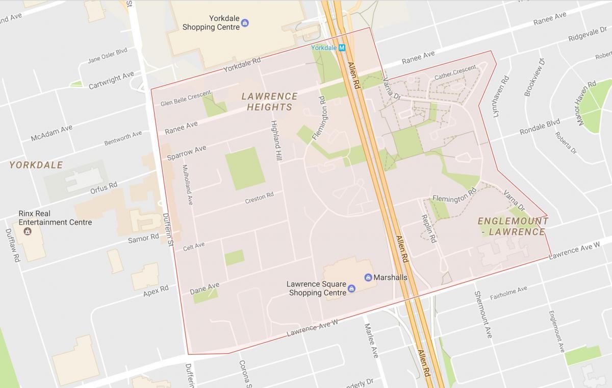 Карта Лоуренс высоты окрестности Торонто