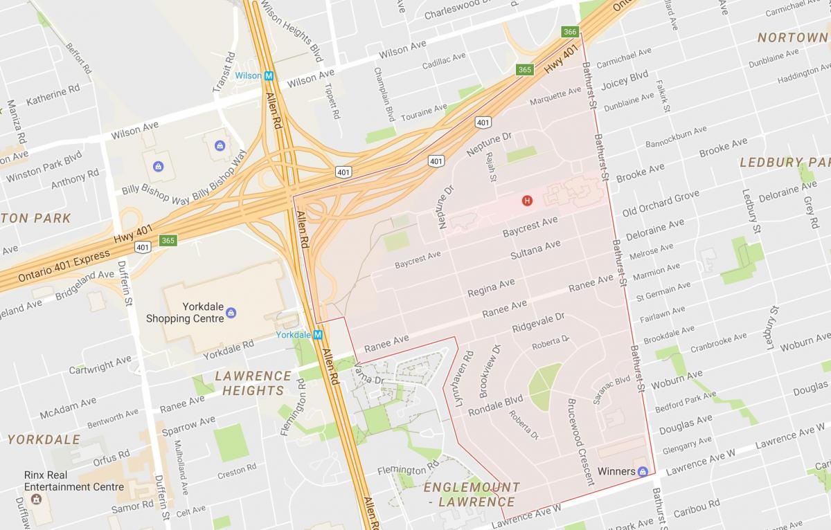 Карта Лоуренс районе усадьбы Торонто