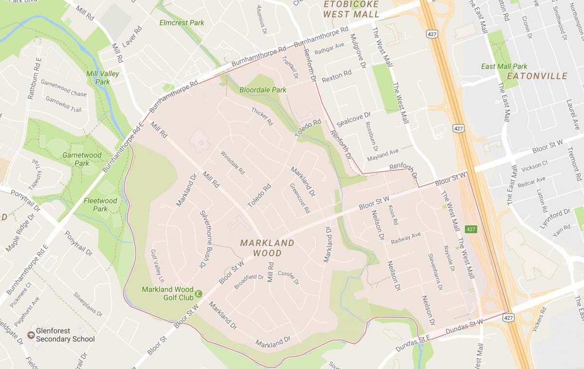 Карта Маркланд дерева окрестностях Торонто