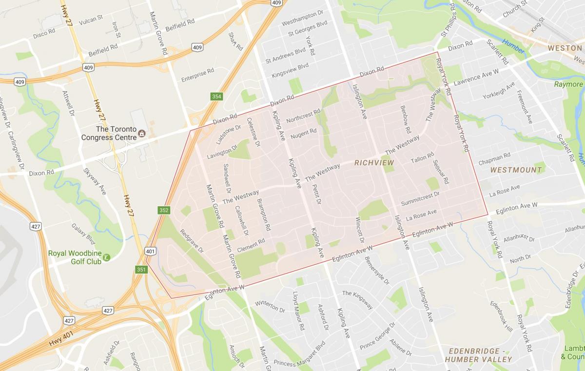 Карта местоположение окрестности Торонто