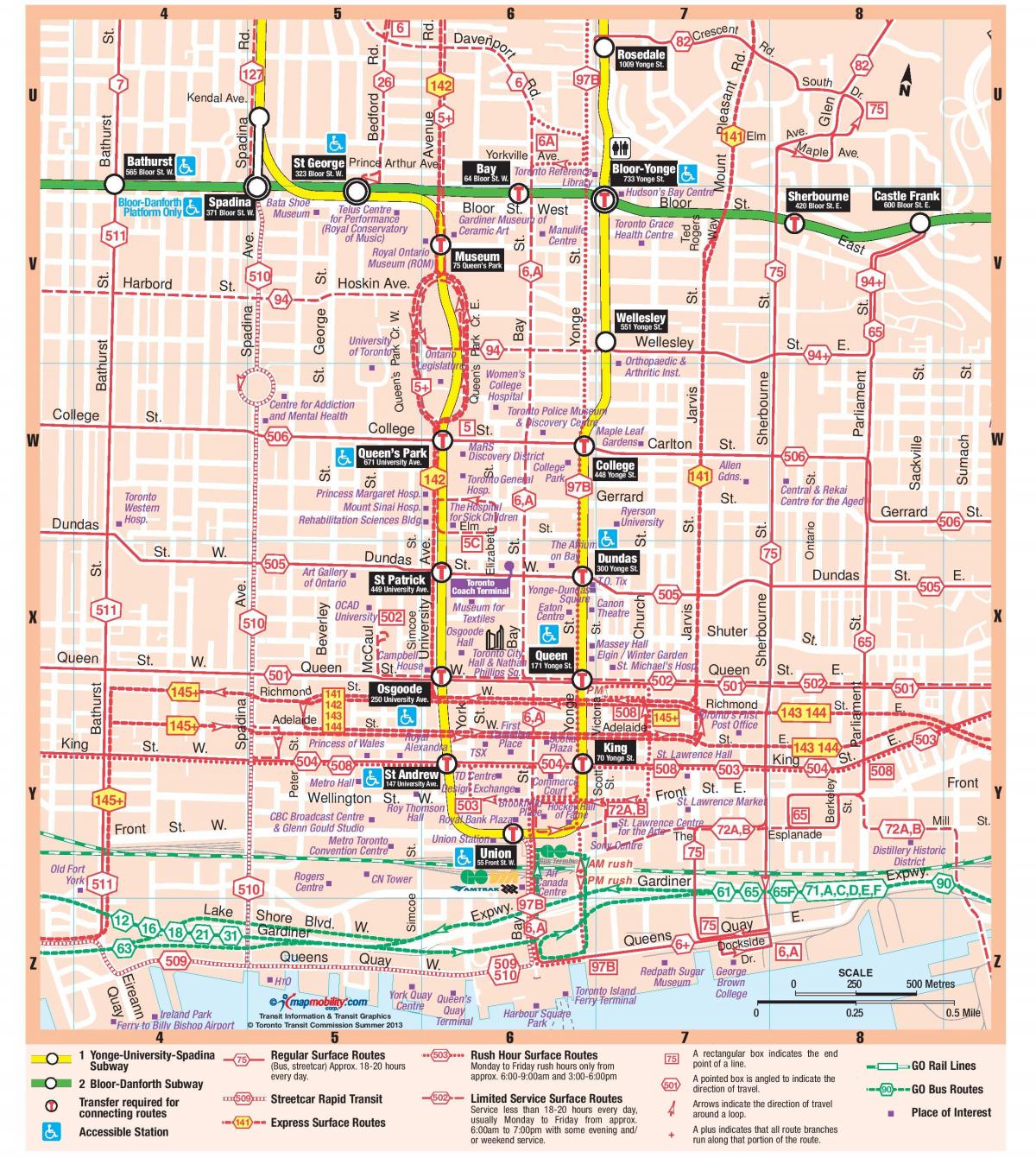 Карта станции метро города Торонто
