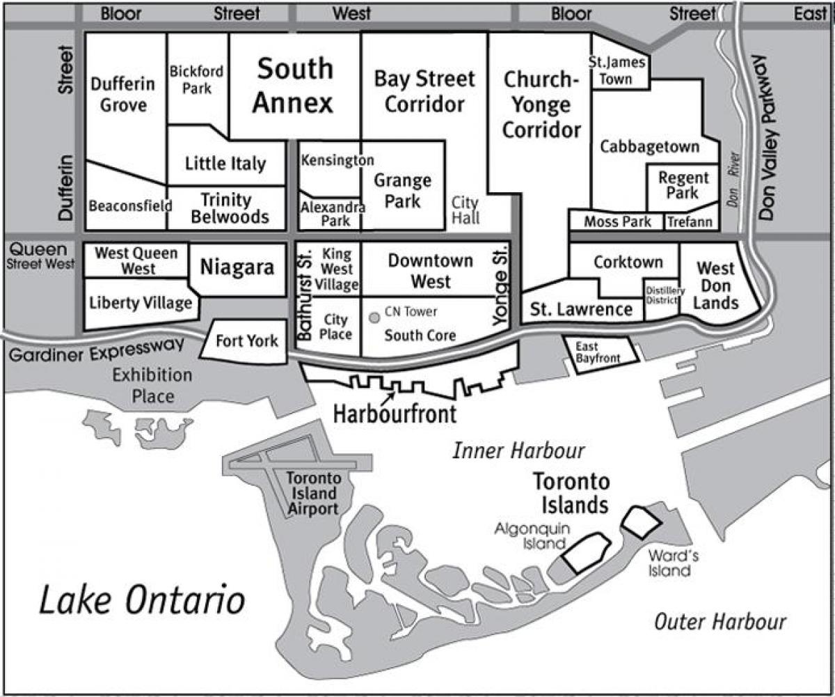 Карта района Южное ядро Торонто