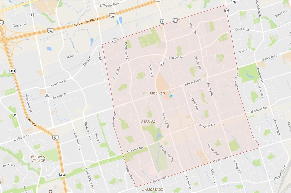 Карта Милликен районе Торонто