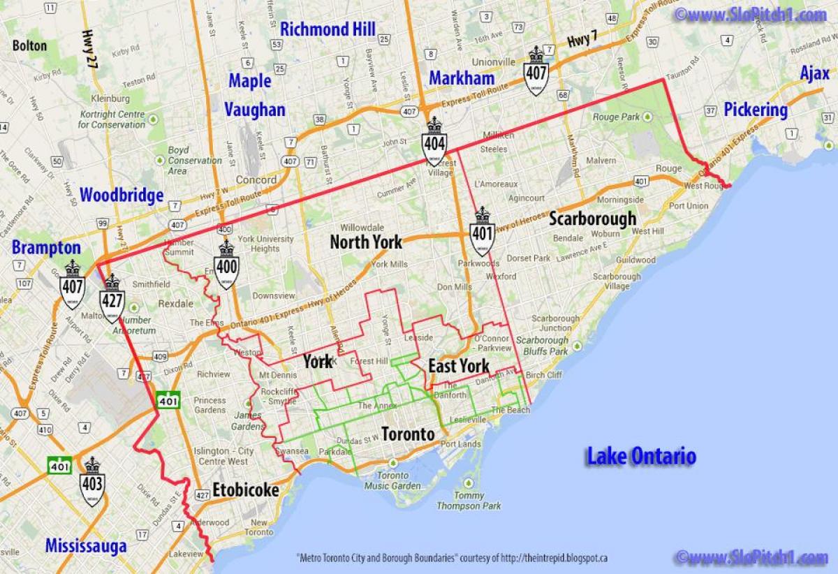 Карта муниципалитетов Торонто