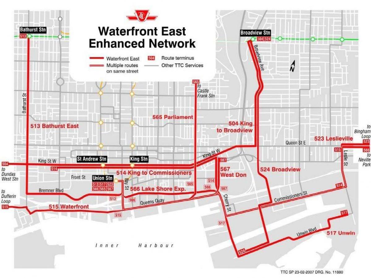 Карта водоема Востоке расширенный сетевой Торонто