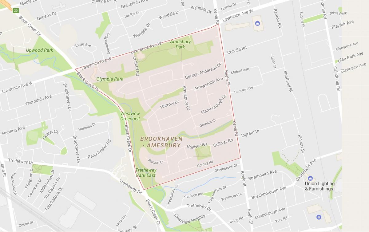 Карта Эймсбери районе Торонто