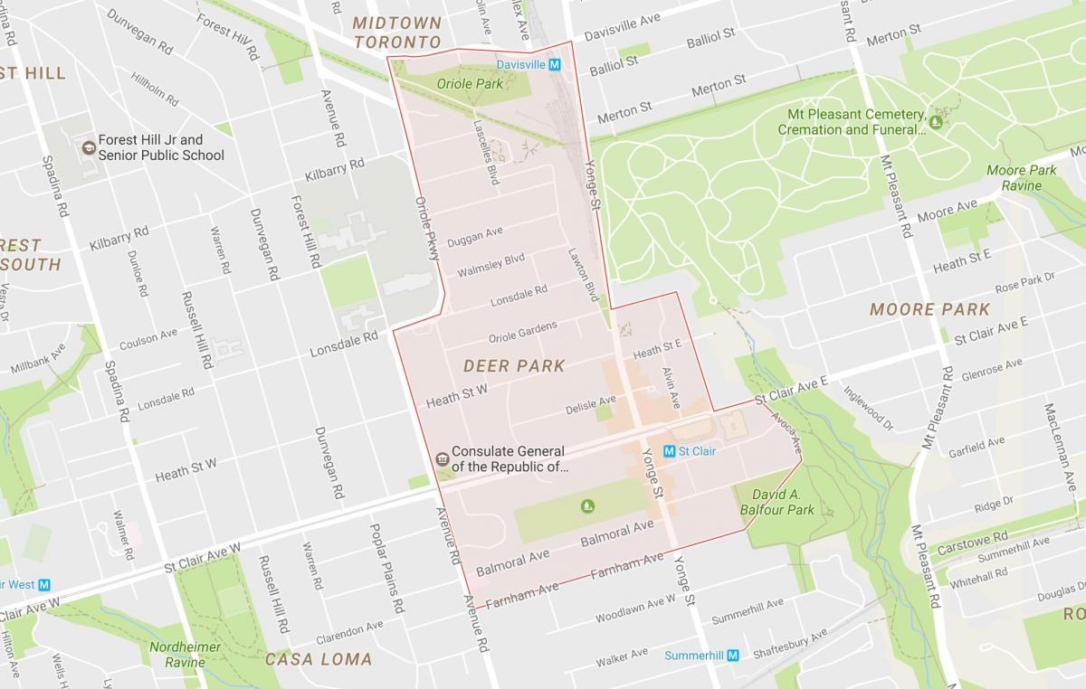 Карта Олений Парк Торонто