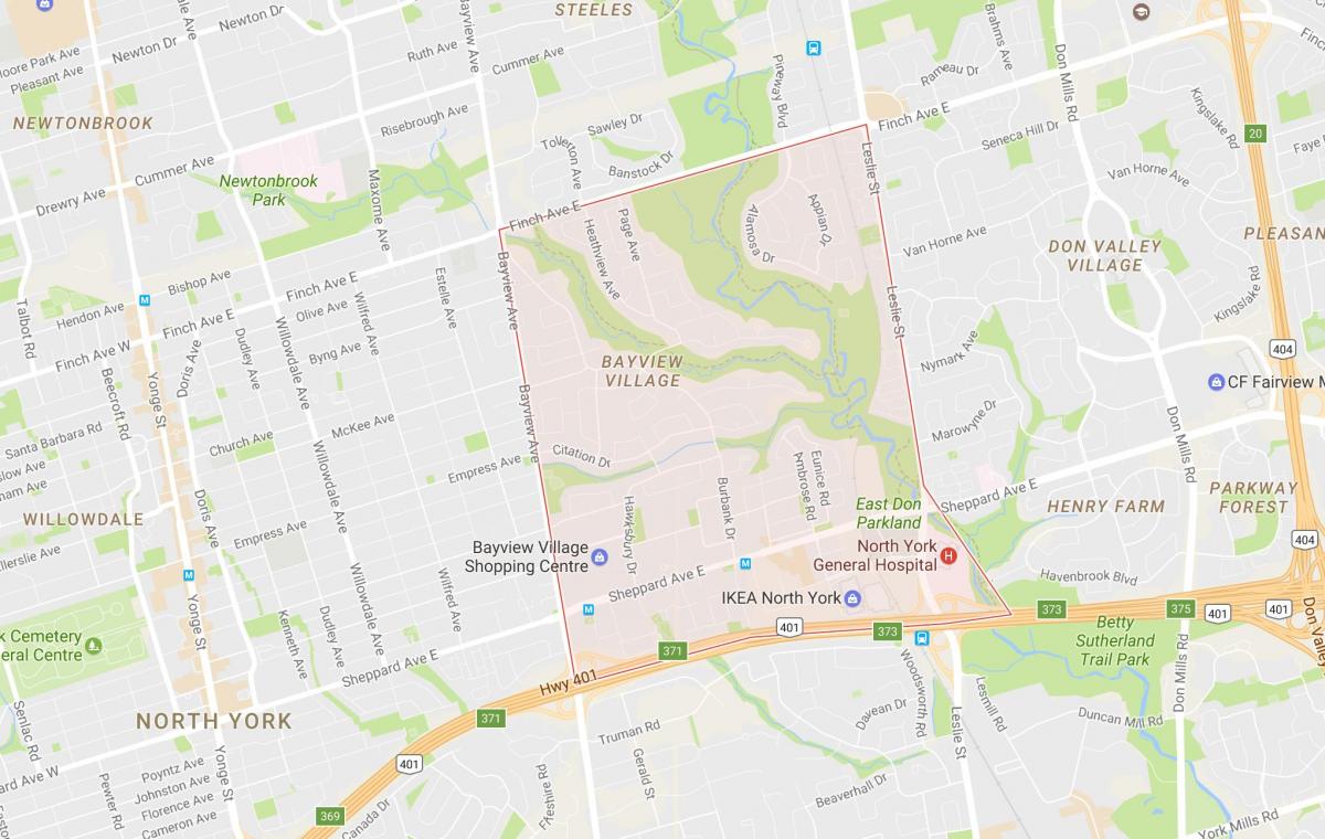 Карта Бэйвью деревне районе Торонто