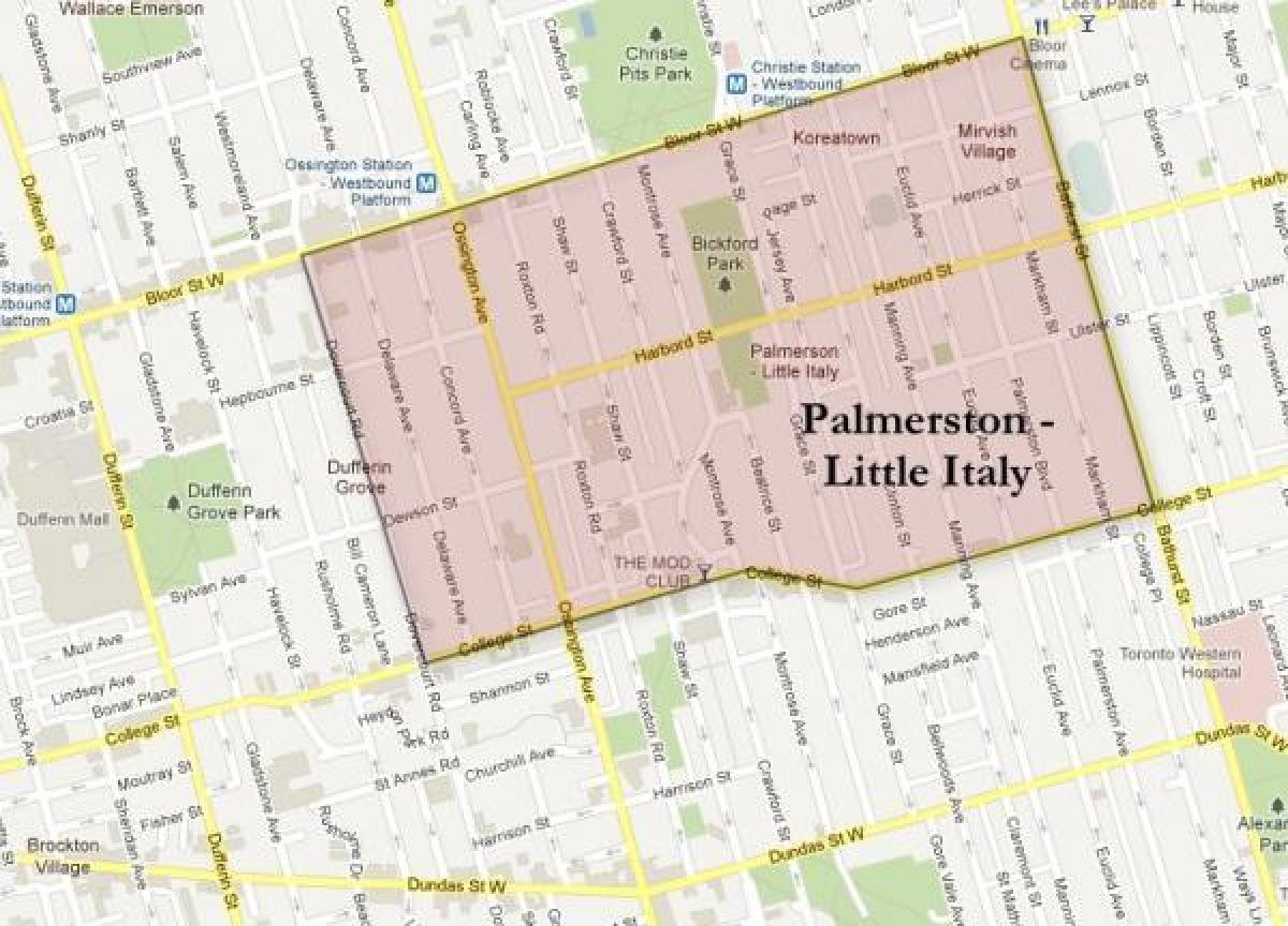 Карта Палмерстон маленькая Италия Торонто