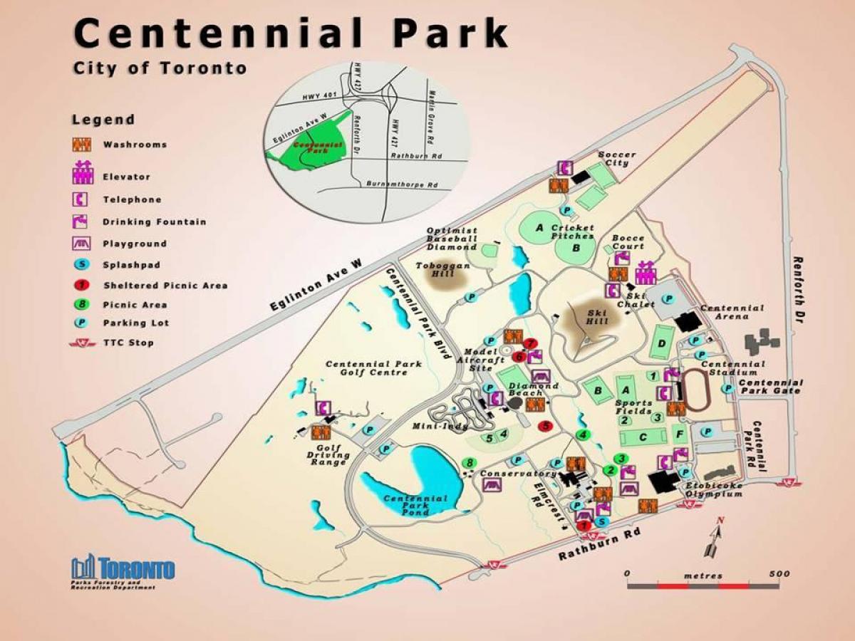 Карта Парк centennial Овощеводство Торонто