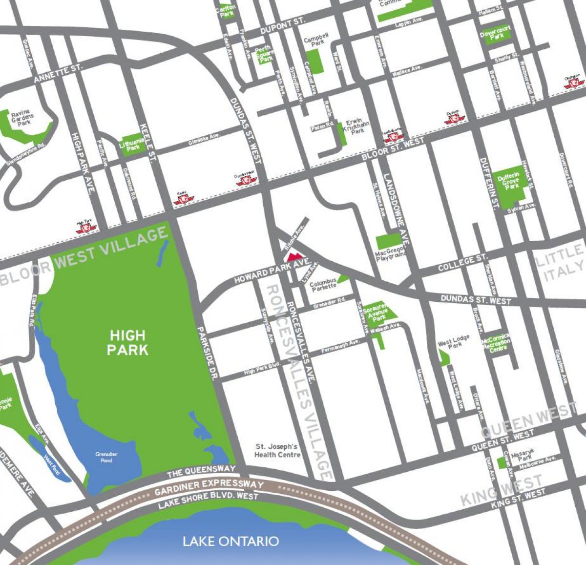 Карта парка высоких обзор Торонто 