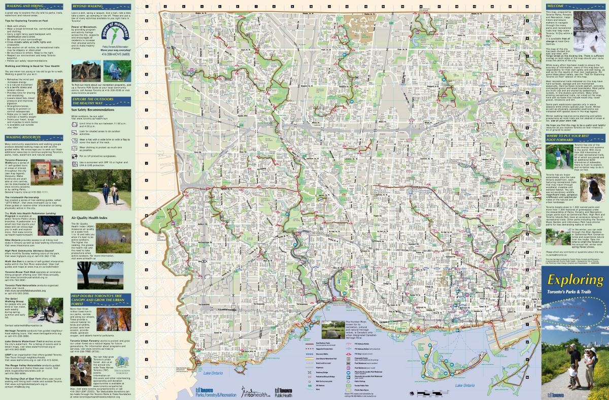 Карта парки и пешеходные маршруты Западе Торонто