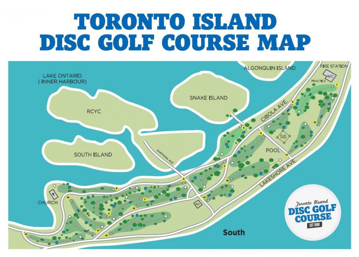Карта Торонто курсы гольфа острова Торонто