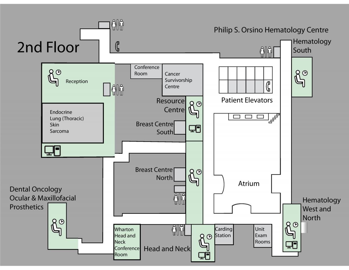 Карта Принцесса Маргарет онкологический Центр 2-й этаж Торонто 