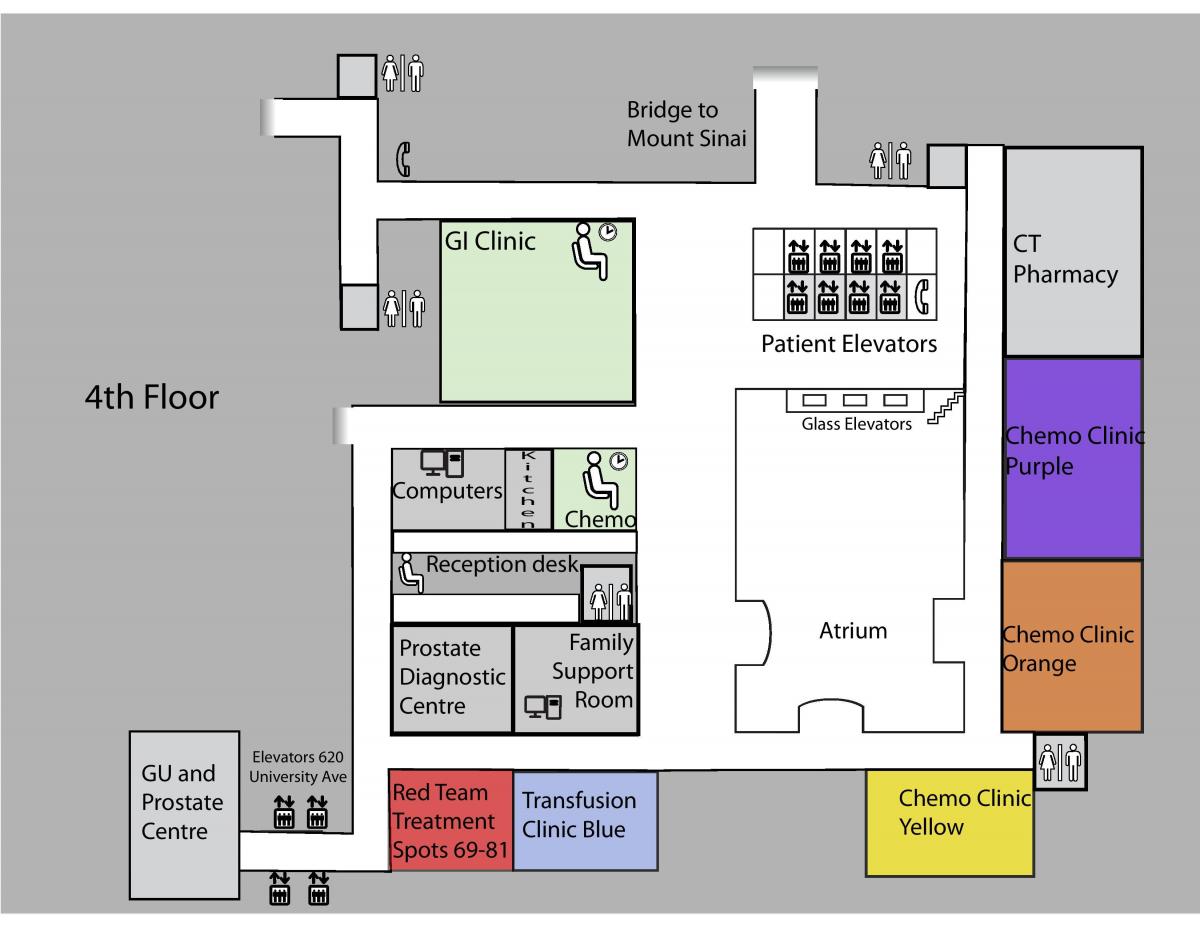 Карта Принцесса Маргарет центра рака 4-й этаж Торонто 