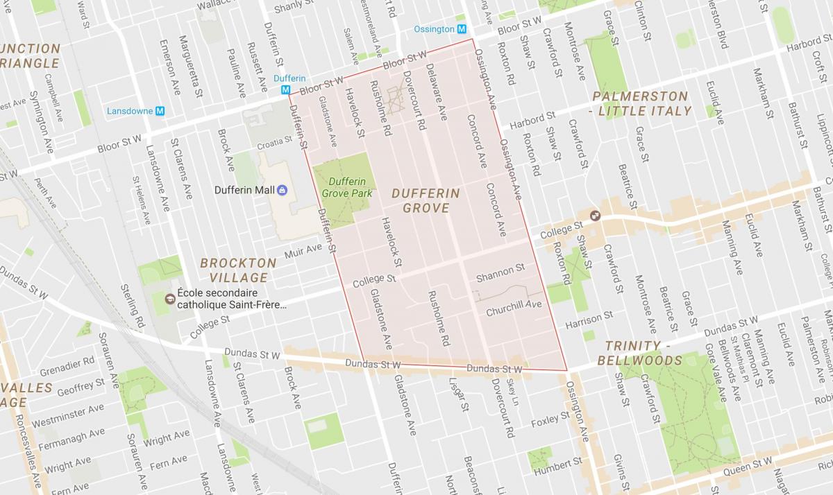 Карта Дафферин Гроув районе Торонто